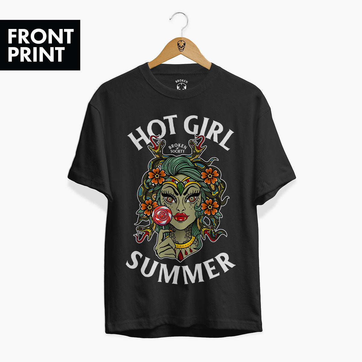 Hot Girl Summer Front Print T-Shirt (Unisex)-Tattoo Clothing, Tattoo T-Shirt, EP01-Broken Society