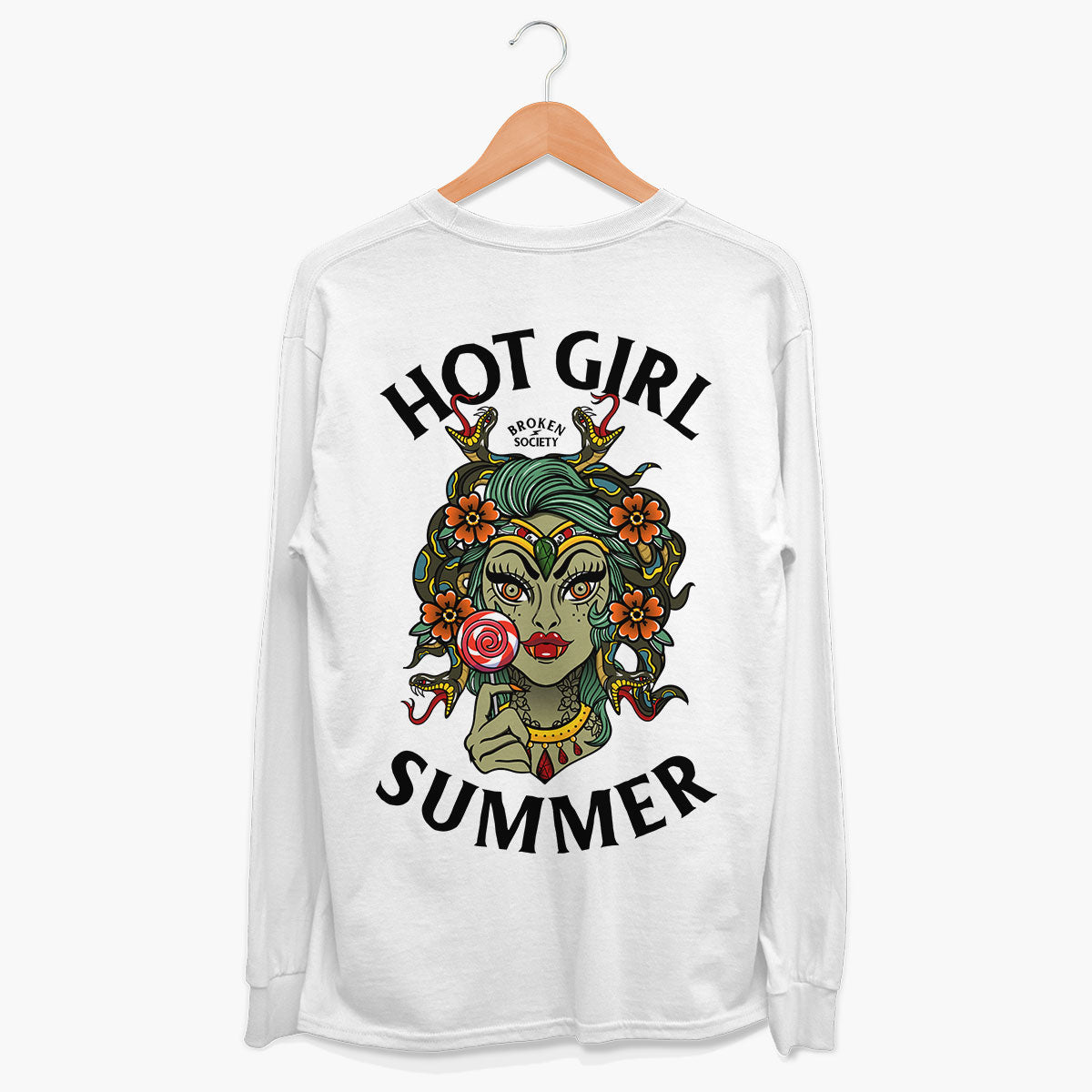 Hot Girl Summer Long Sleeve T-Shirt (Unisex)-Tattoo Clothing, Tattoo Long Sleeve T-Shirt, EP185L-Broken Society