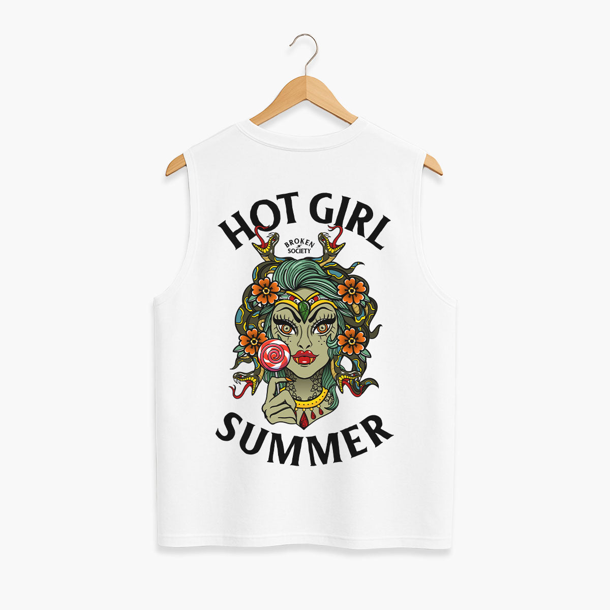 Hot Girl Summer Sleeveless T-Shirt (Unisex)-Tattoo Clothing, Tattoo Sleeveless T-Shirt, EP01S-Broken Society