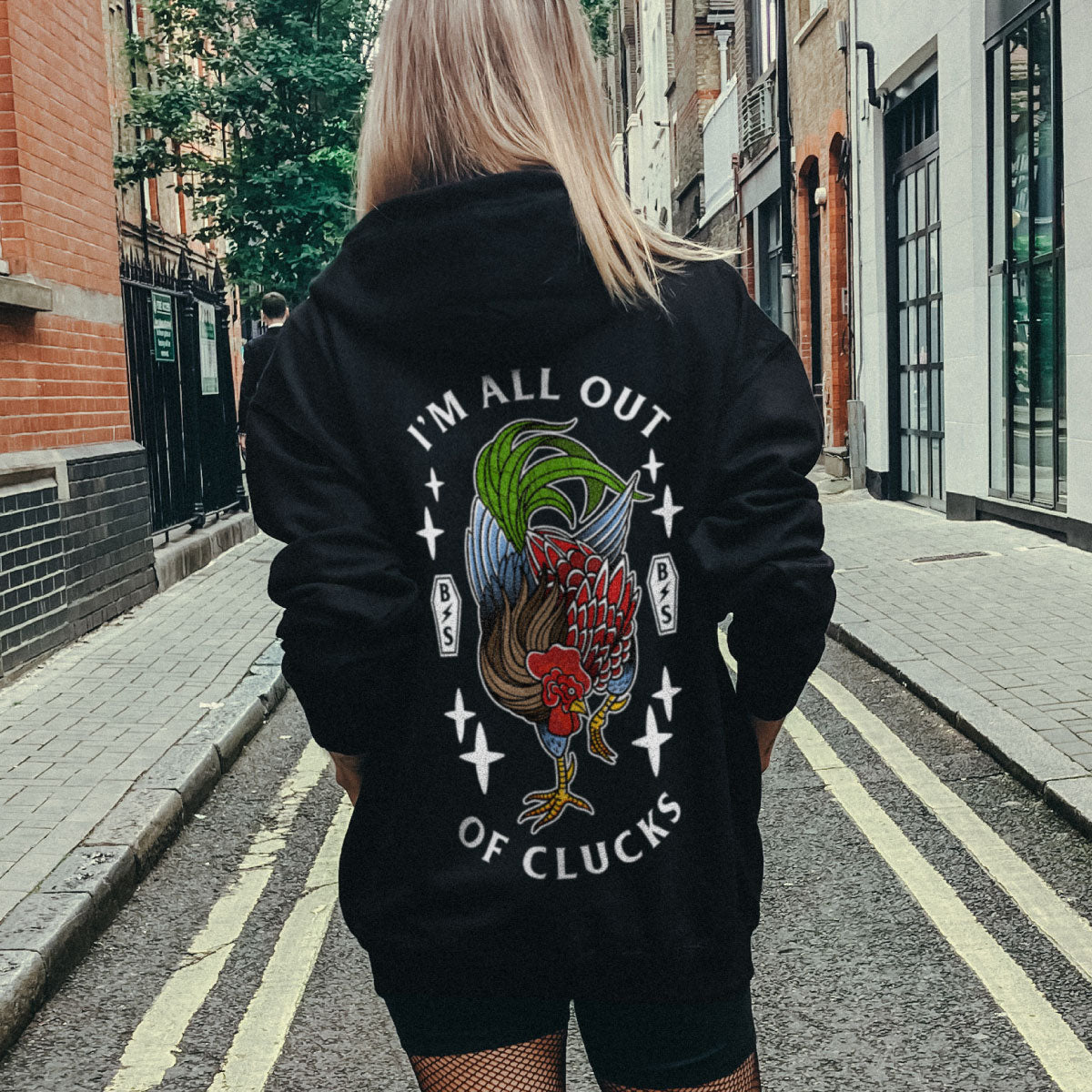 I'm All Out Of Clucks Hoodie (Unisex)-Tattoo Clothing, Tattoo Hoodie, JH001-Broken Society