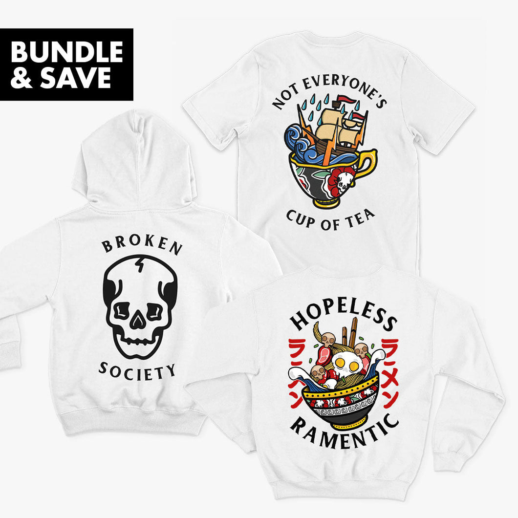 Kids Bundle (White)-Tattoo Apparel, Tattoo Accessories, Tattoo Gift, Tattoo Bundle-Broken Society