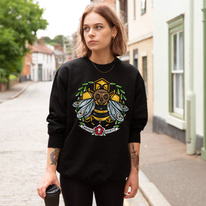 Killer Bee Front Print Sweatshirt (Unisex)-Tattoo Clothing, Tattoo Sweatshirt, JH030-Broken Society