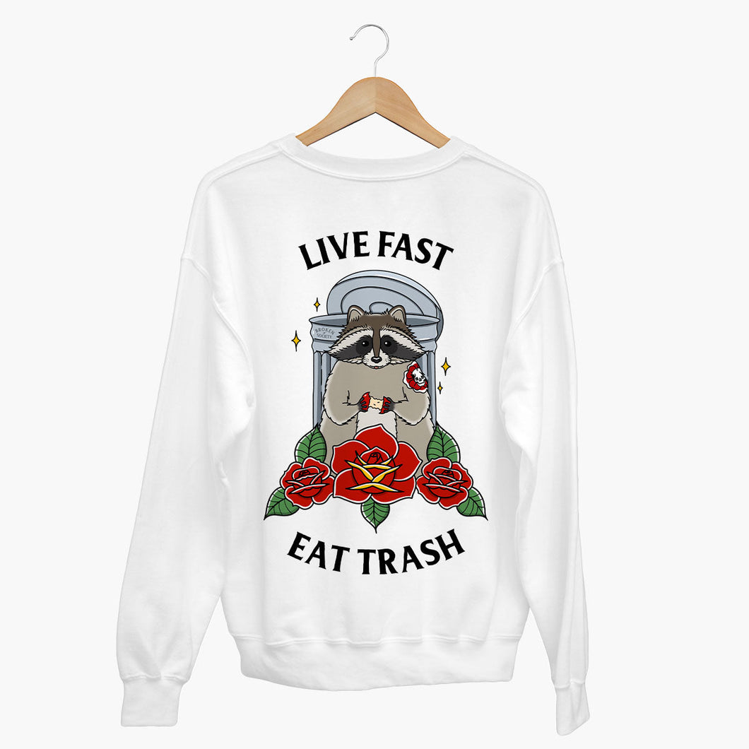 Live Fast Eat Trash Sweatshirt (Unisex)-Tattoo Clothing, Tattoo Sweatshirt, JH030-Broken Society