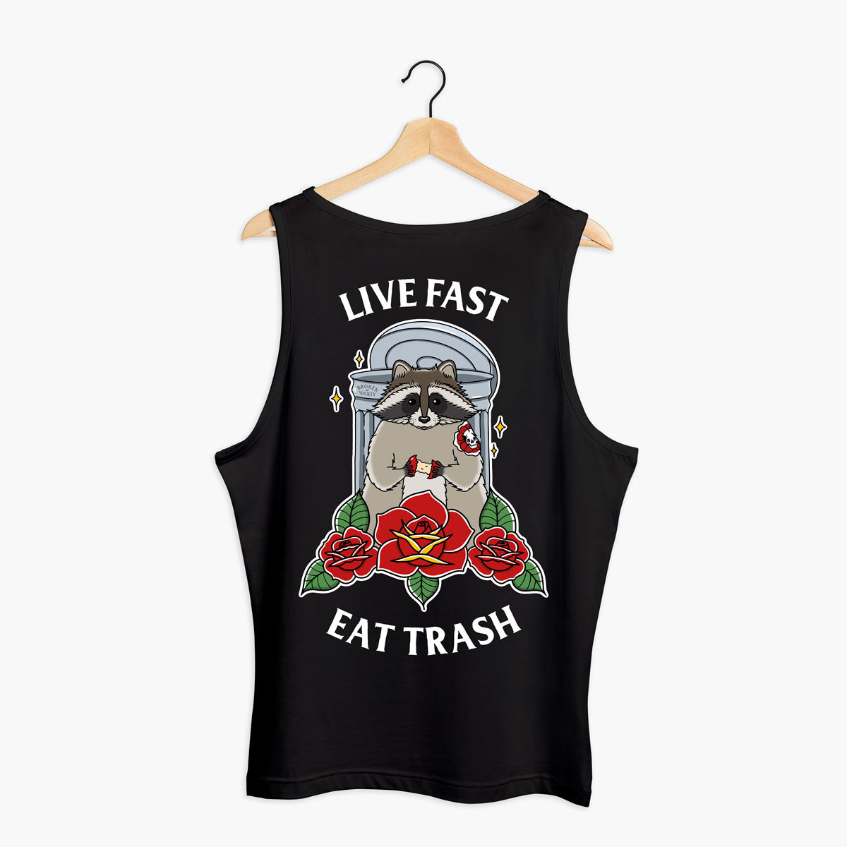 Live Fast Eat Trash Tank (Unisex)-Tattoo Clothing, Tattoo Tank, 03980-Broken Society