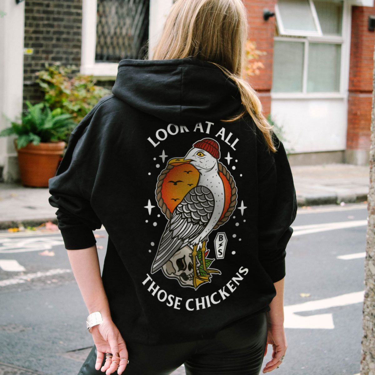 Look At All Those Chickens Hoodie (Unisex)-Tattoo Clothing, Tattoo Hoodie, JH001-Broken Society