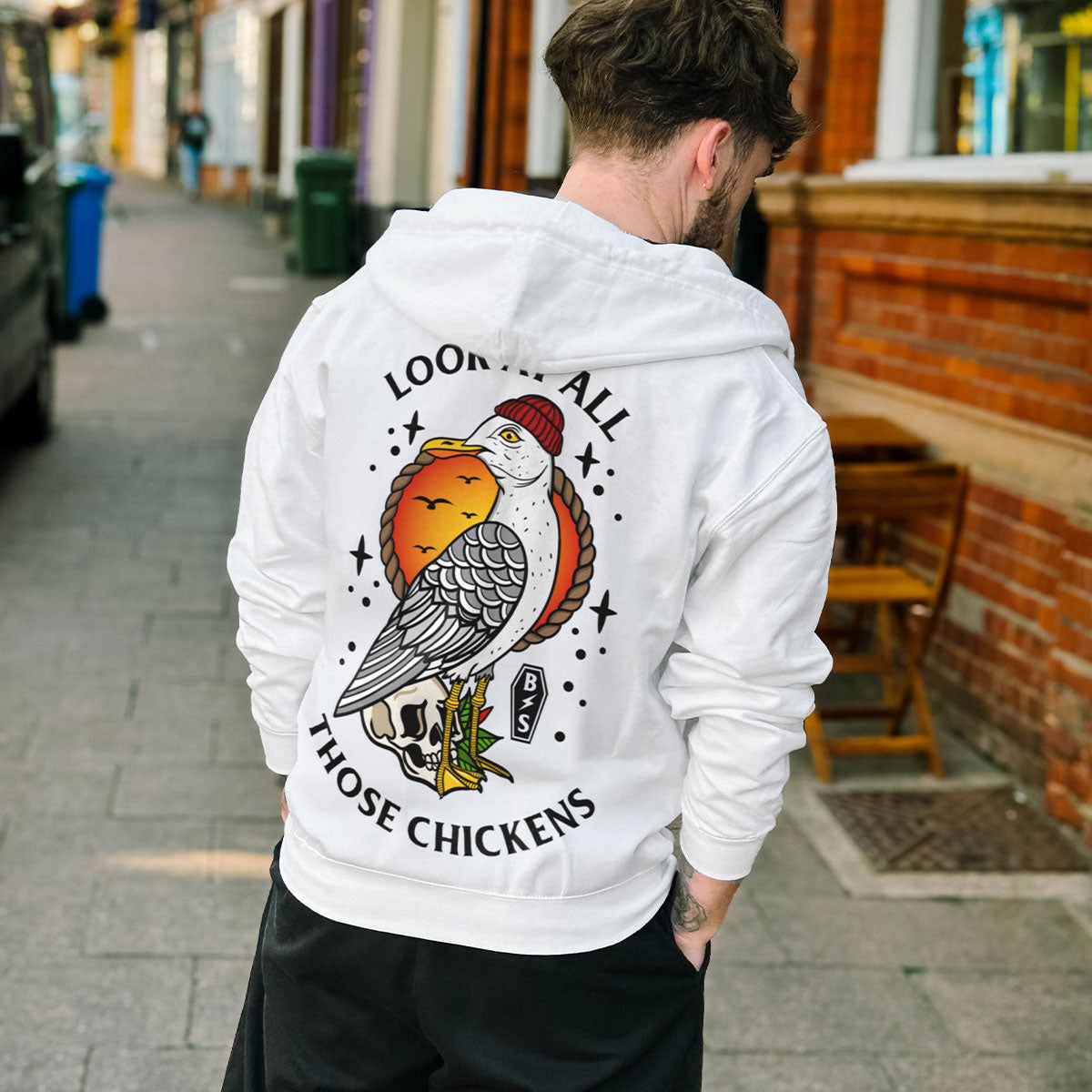 Look At All Those Chickens Hoodie (Unisex)-Tattoo Clothing, Tattoo Hoodie, JH001-Broken Society