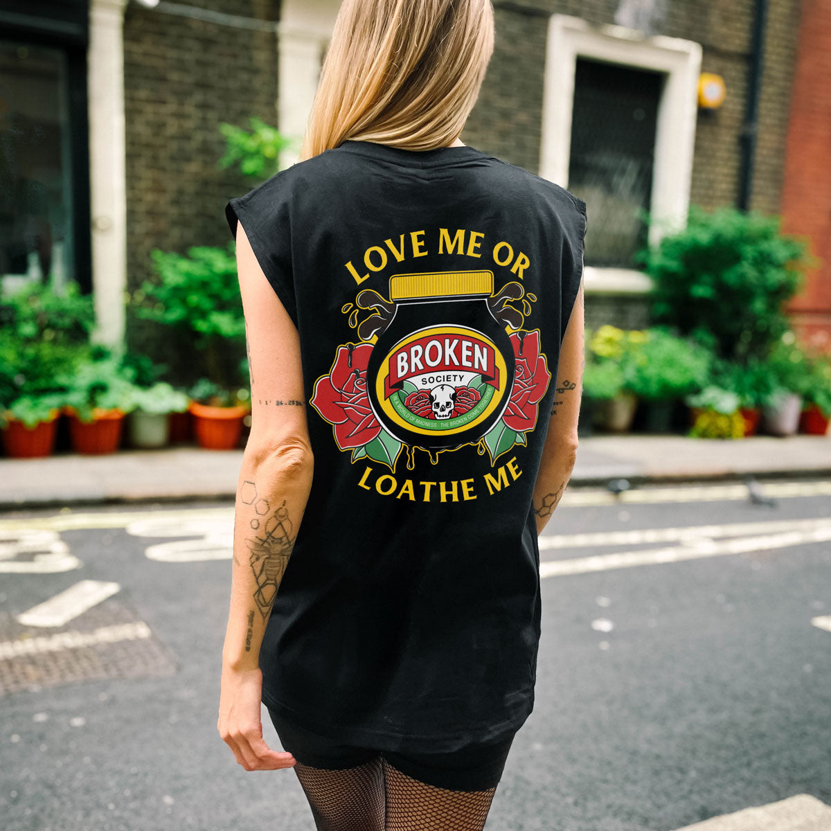 Love Me Or Loathe Me Sleeveless T-Shirt (Unisex)-Tattoo Clothing, Tattoo Sleeveless T-Shirt, EP01S-Broken Society