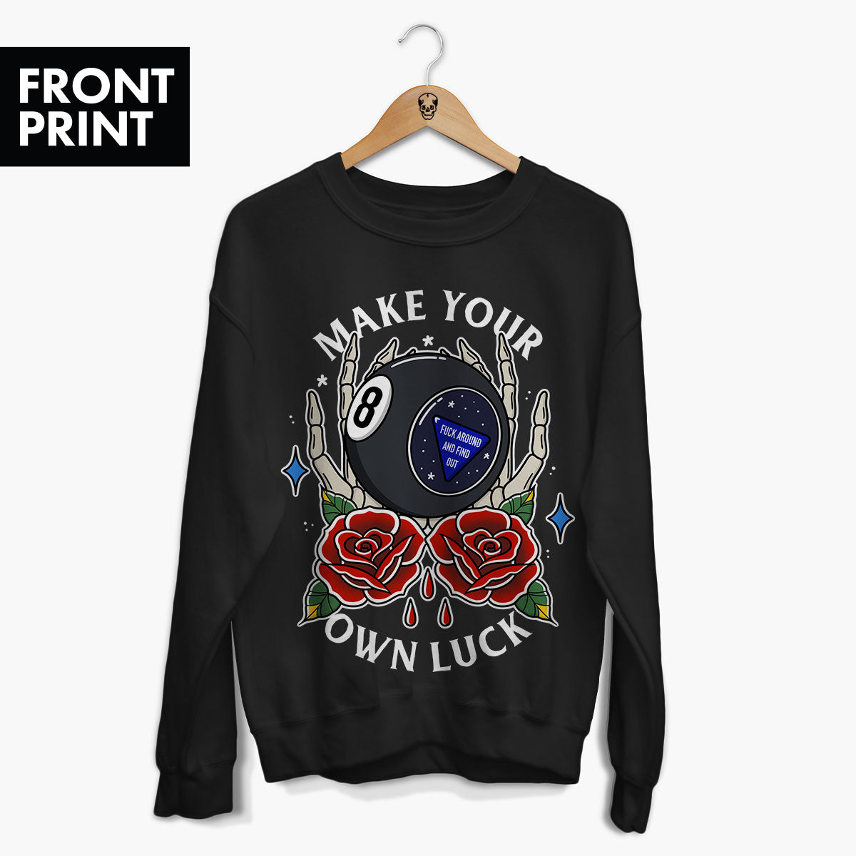 Magic 8 Ball Front Print Sweatshirt (Unisex)-Tattoo Clothing, Tattoo Sweatshirt, JH030-Broken Society