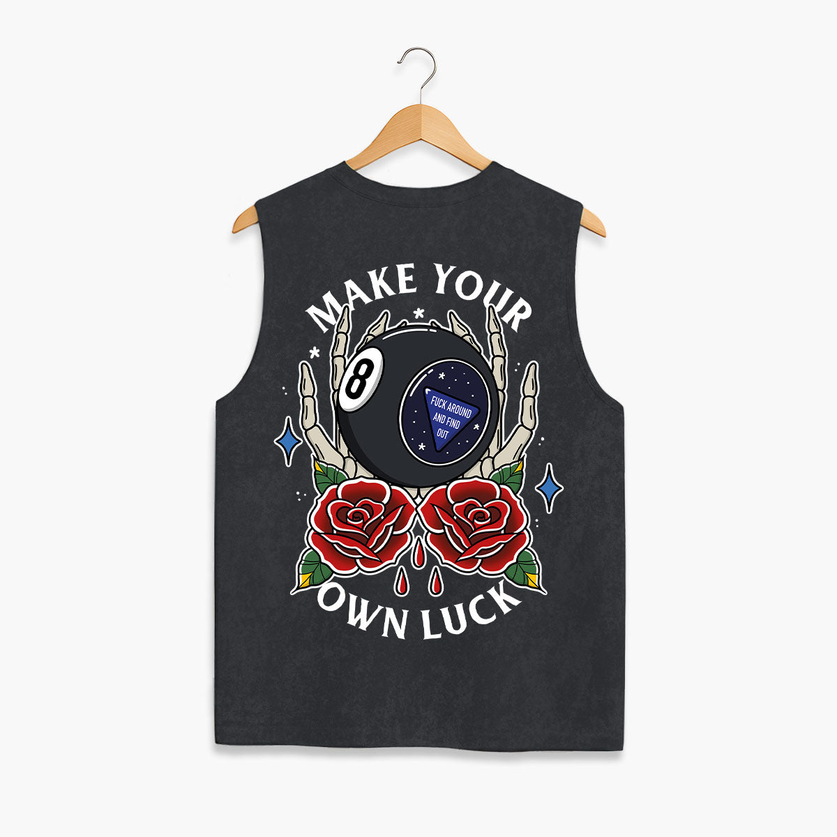 Magic 8 Ball Sleeveless T-Shirt (Unisex)-Tattoo Clothing, Tattoo Sleeveless T-Shirt, EP01S-Broken Society