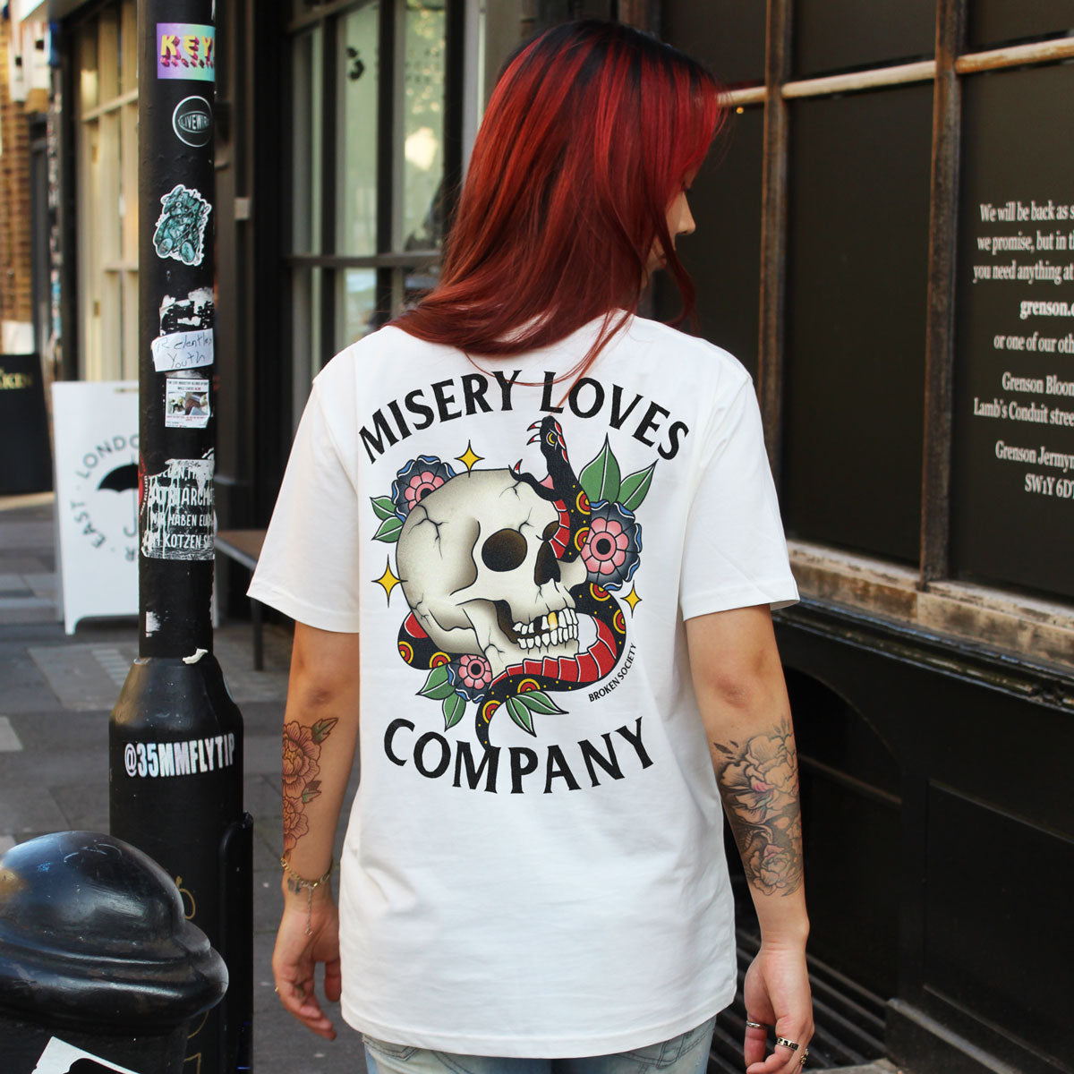 Misery Loves Company T-shirt (Unisex)-Tattoo Clothing, Tattoo T-Shirt, N03-Broken Society