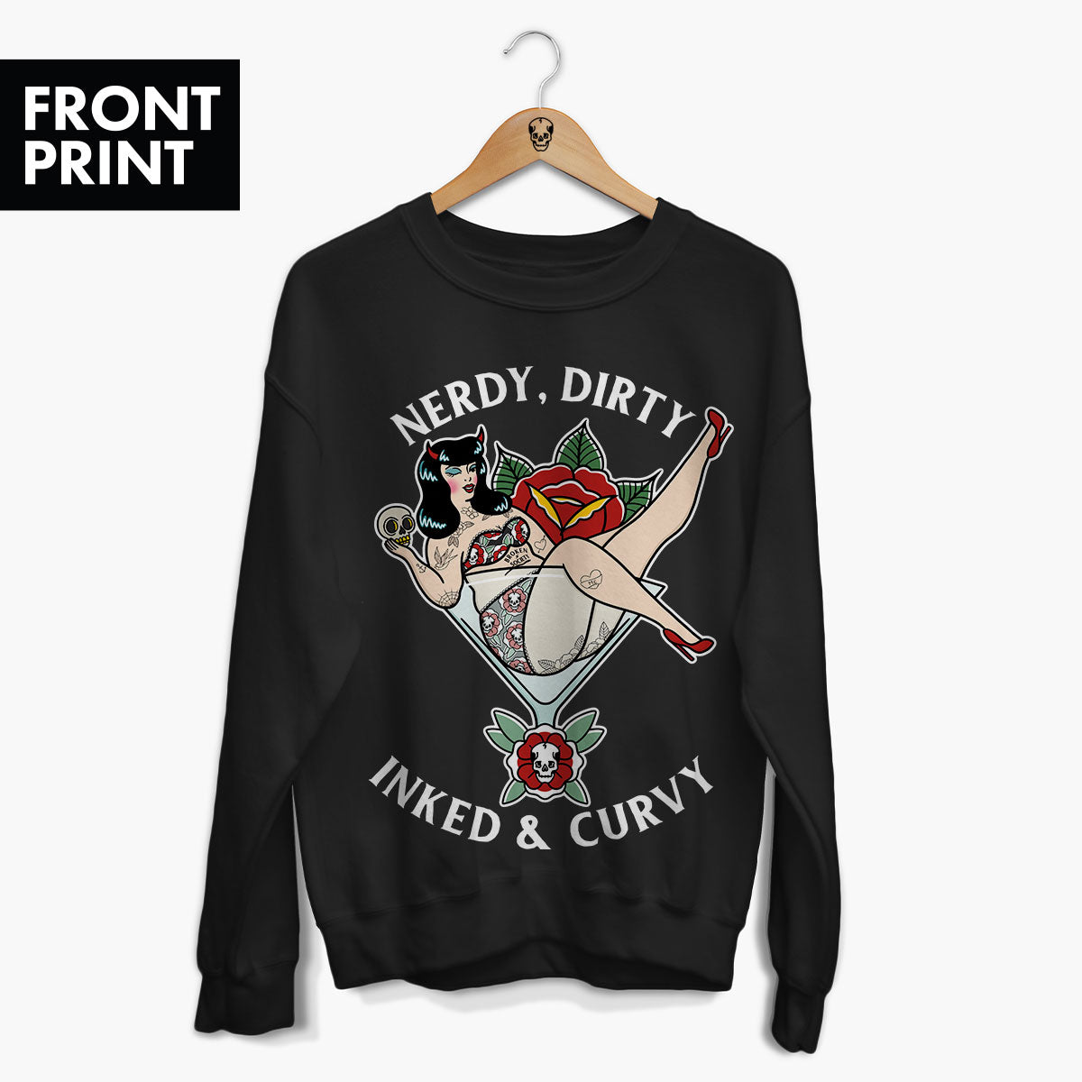 Nerdy Dirty Front Print Sweatshirt (Unisex)-Tattoo Clothing, Tattoo Sweatshirt, JH030-Broken Society