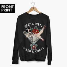 Laden Sie das Bild in den Galerie-Viewer, Nerdy Dirty Front Print Sweatshirt (Unisex)-Tattoo Clothing, Tattoo Sweatshirt, JH030-Broken Society