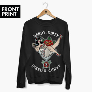 Nerdy Dirty Front Print Sweatshirt (Unisex)-Tattoo Clothing, Tattoo Sweatshirt, JH030-Broken Society