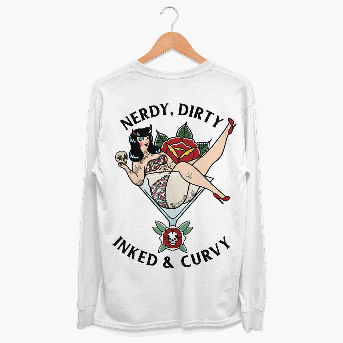 Nerdy Dirty Long Sleeve T-Shirt (Unisex)-Tattoo Clothing, Tattoo Long Sleeve T-Shirt, EP185L-Broken Society