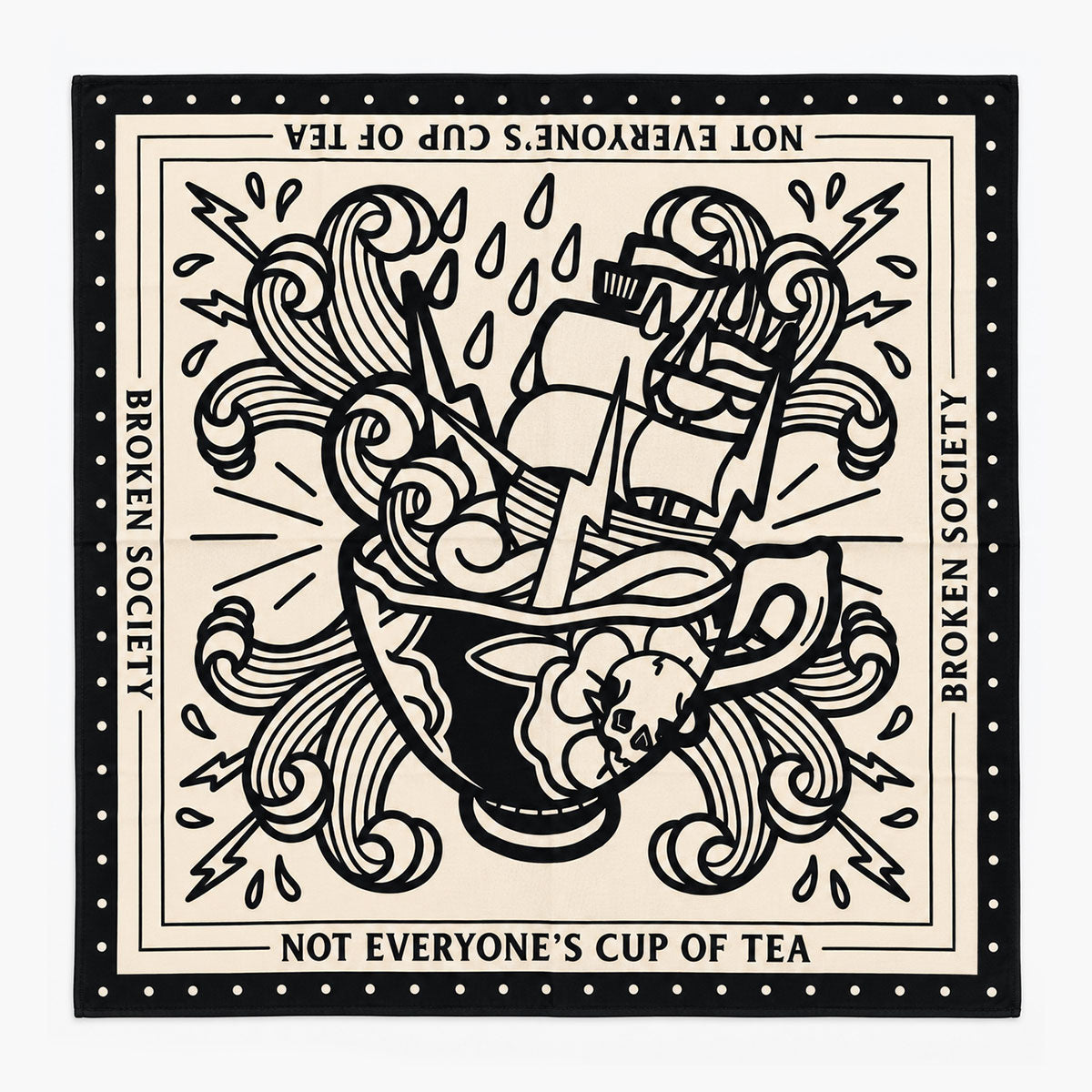 Not Everyone's Cup Of Tea Cotton Bandana-Tattoo Apparel, Tattoo Accessories, Tattoo Gift, Tattoo Cotton Bandana-Broken Society