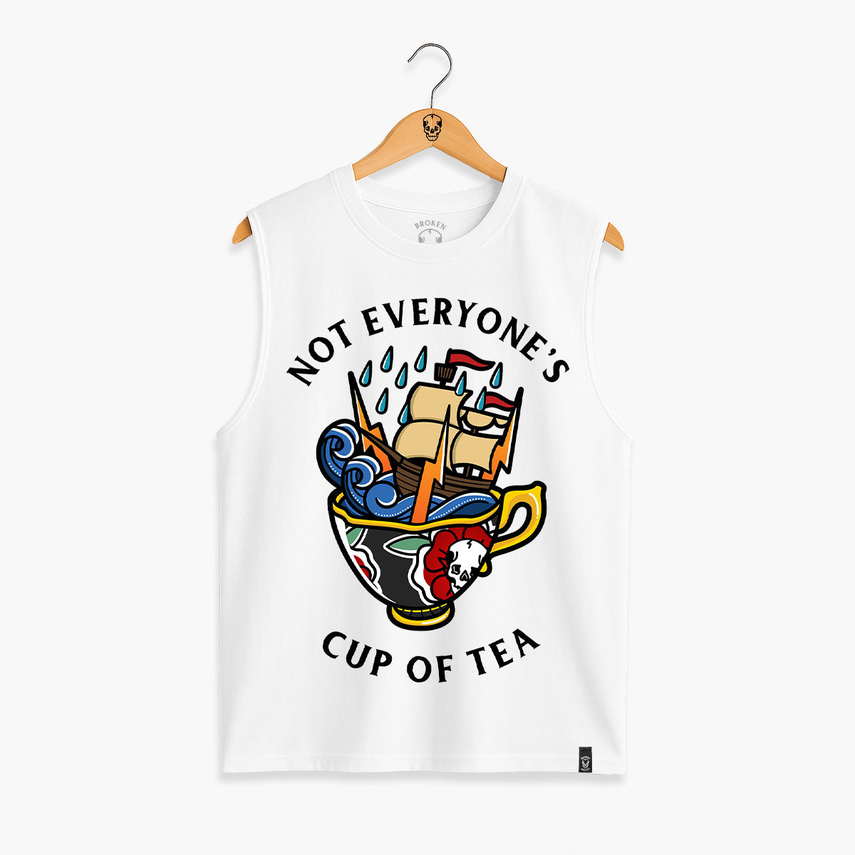 Not Everyone's Cup Of Tea Front Print Sleeveless T-Shirt (Unisex)-Tattoo Clothing, Tattoo Sleeveless T-Shirt, EP01S-Broken Society