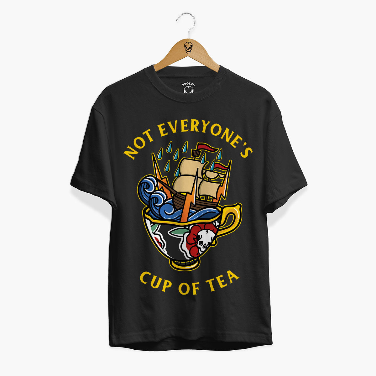 Not Everyone's Cup Of Tea Front Print T-Shirt (Unisex)-Tattoo Clothing, Tattoo T-Shirt, EP01-Broken Society