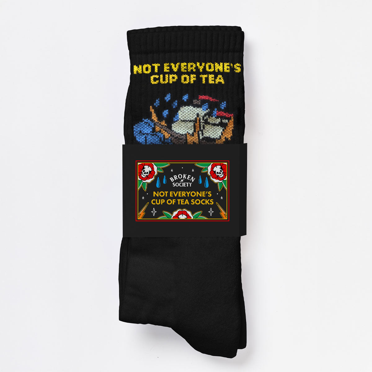 Not Everyone's Cup Of Tea Socks-Tattoo Apparel, Tattoo Accessories, Tattoo Gift, Tattoo Socks-Broken Society