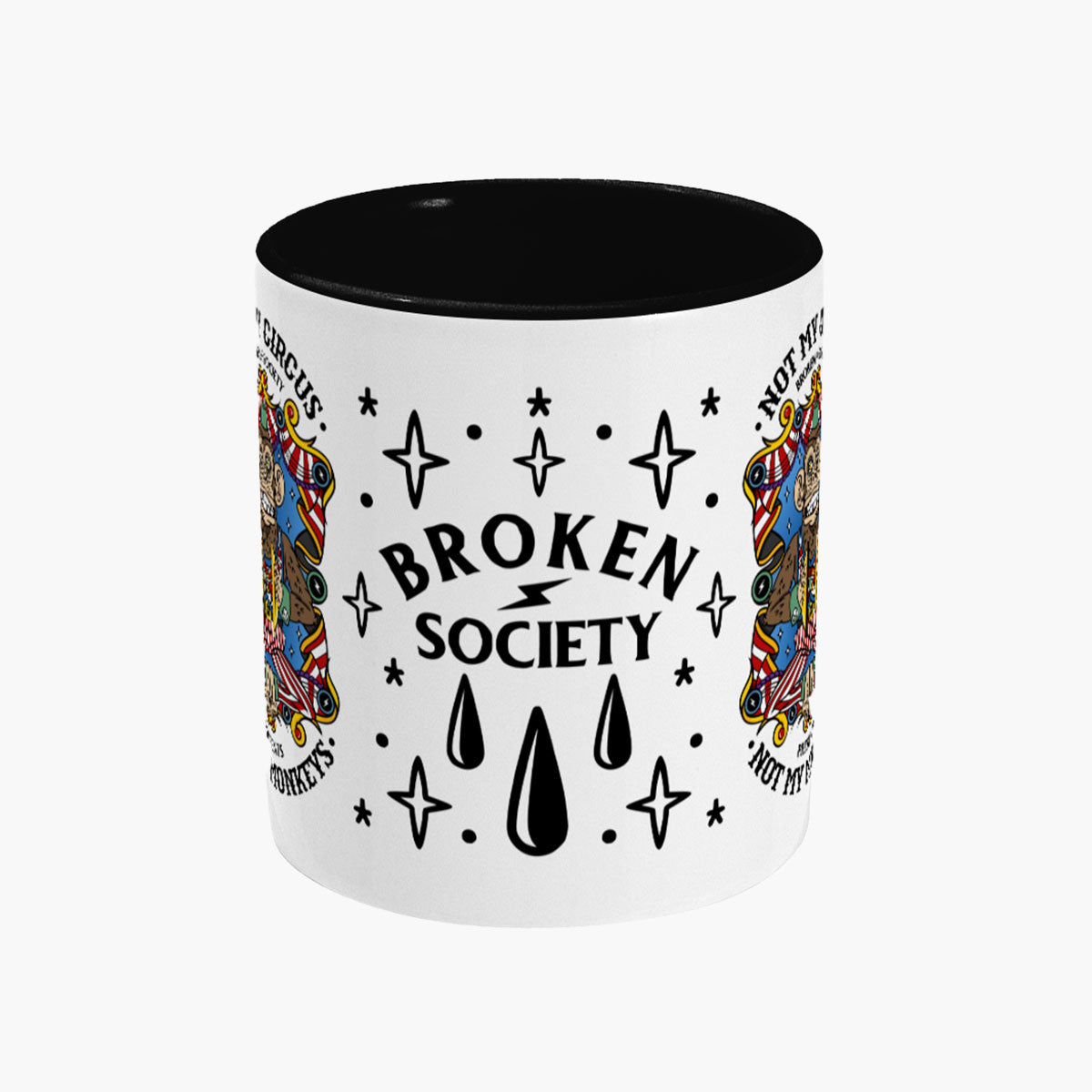 Not My Circus Mug-Tattoo Apparel, Tattoo Accessories, Tattoo Gift, Tattoo Coffee Mug, 11oz White Ceramic-Broken Society