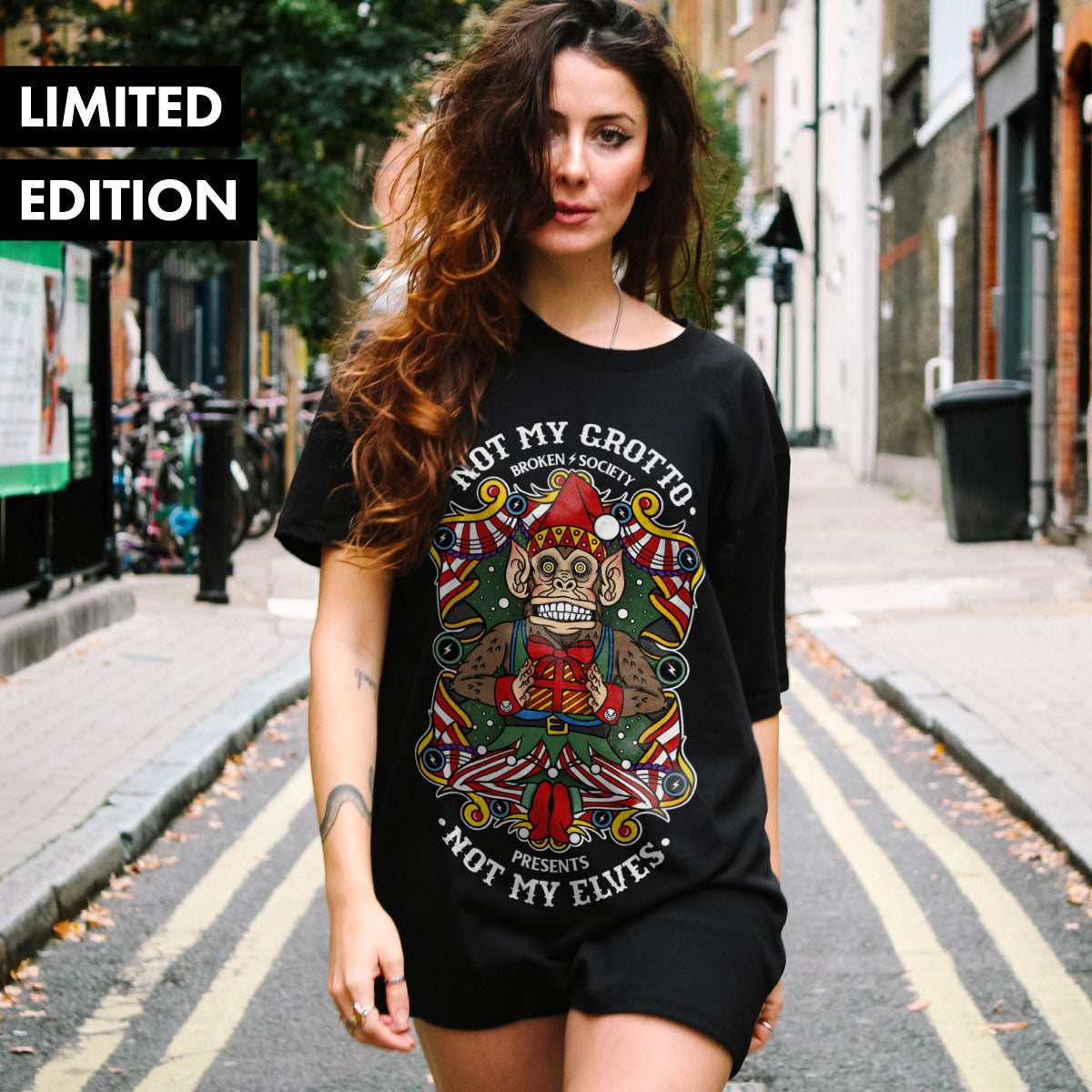 Not My Grotto Front Print Christmas T-Shirt (Unisex)-Tattoo Clothing, Tattoo T-Shirt, EP01-Broken Society