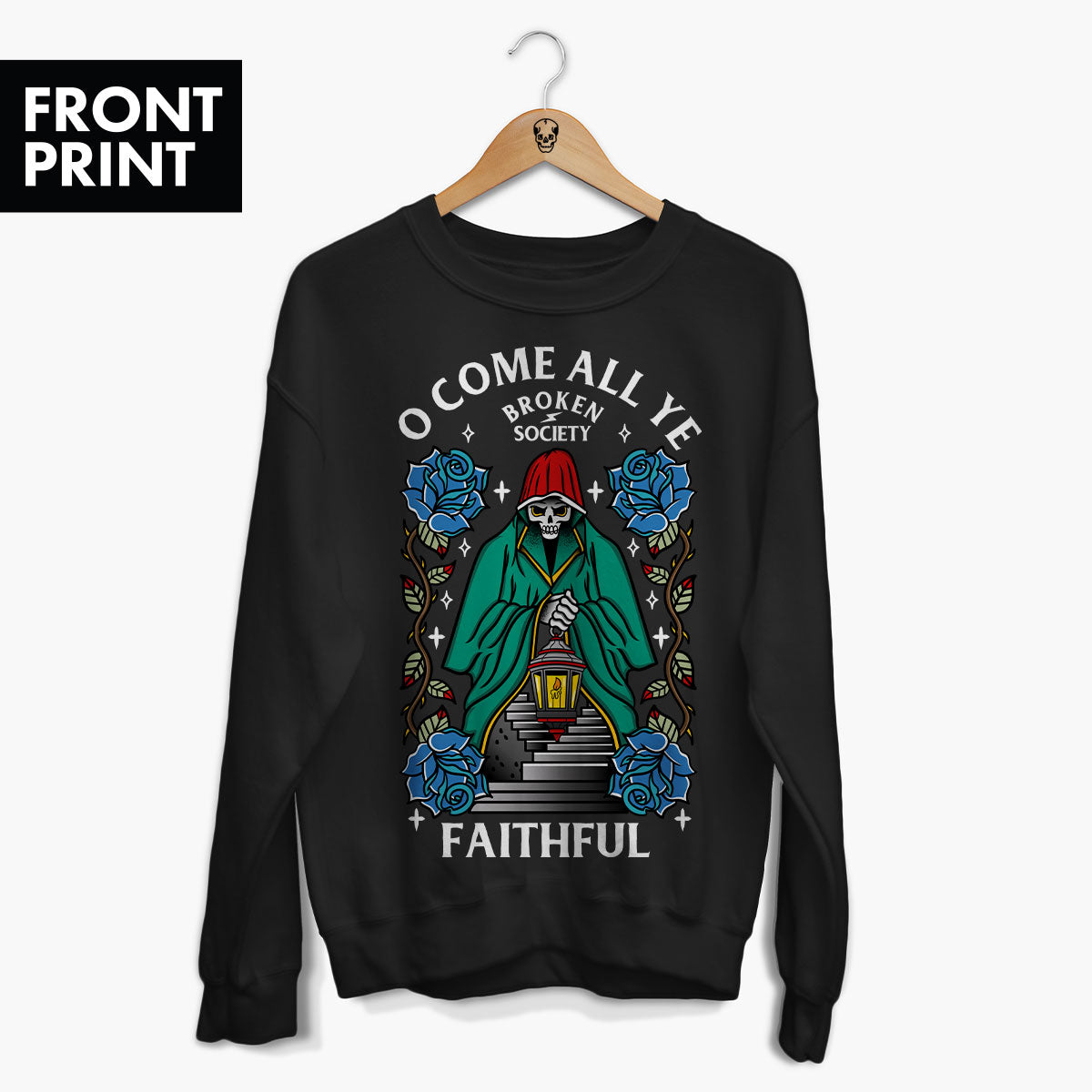 O Come All Ye Faithful Christmas Jumper (Unisex)-Tattoo Clothing, Tattoo Sweatshirt, JH030-Broken Society