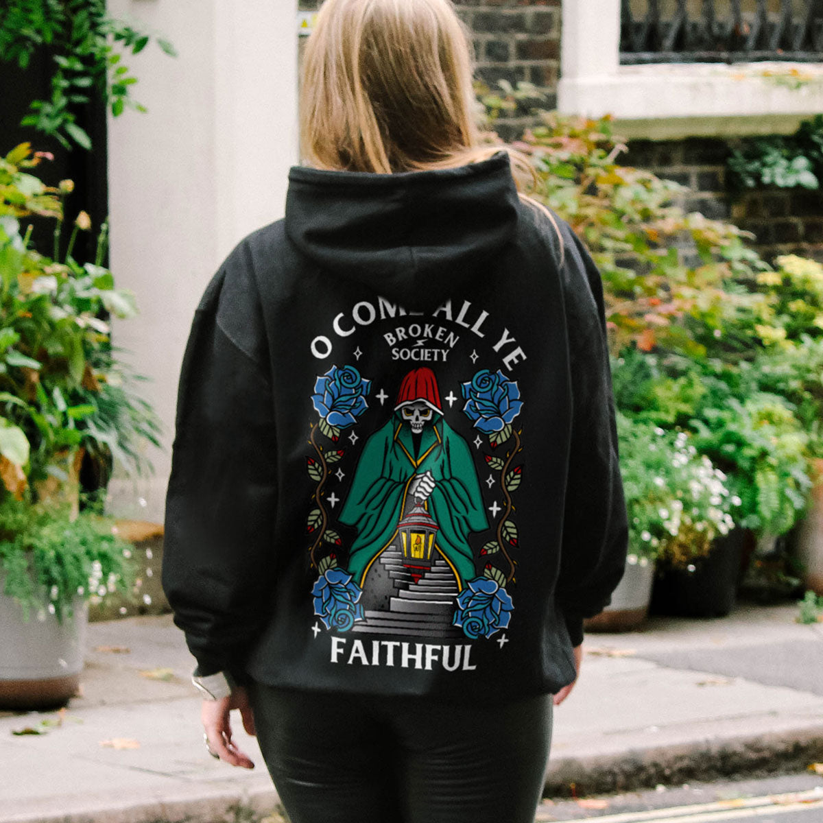 O Come All Ye Faithful Hoodie (Unisex)-Tattoo Clothing, Tattoo Hoodie, JH001-Broken Society