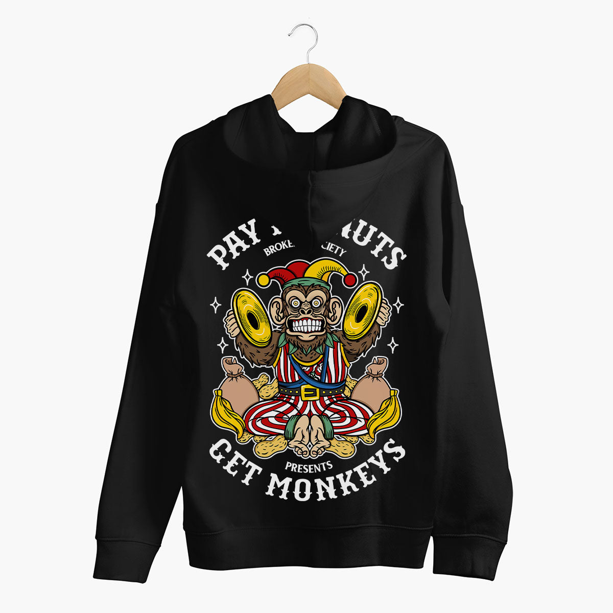 Pay Peanuts Hoodie (Unisex)-Tattoo Clothing, Tattoo Hoodie, JH001-Broken Society