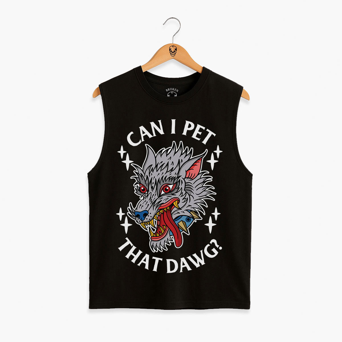 Pet That Dawg Front Print Sleeveless T-Shirt (Unisex)-Tattoo Clothing, Tattoo Sleeveless T-Shirt, EP01S-Broken Society