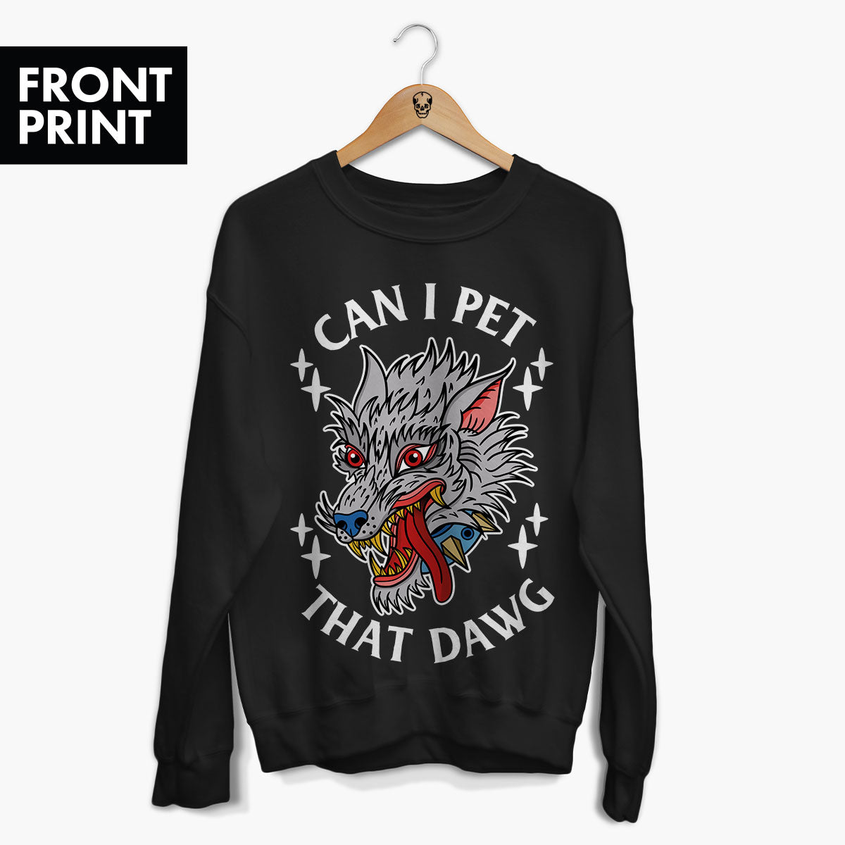 Pet That Dawg Front Print Sweatshirt (Unisex)-Tattoo Clothing, Tattoo Sweatshirt, JH030-Broken Society