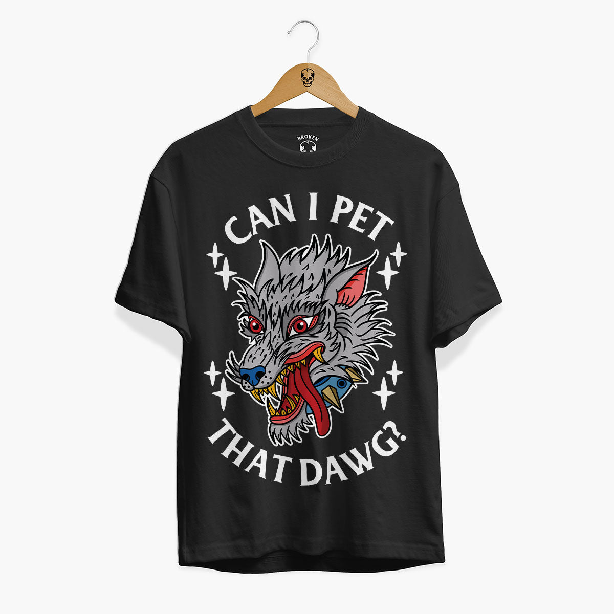 Pet That Dawg Front Print T-Shirt (Unisex)-Tattoo Clothing, Tattoo T-Shirt, EP01-Broken Society