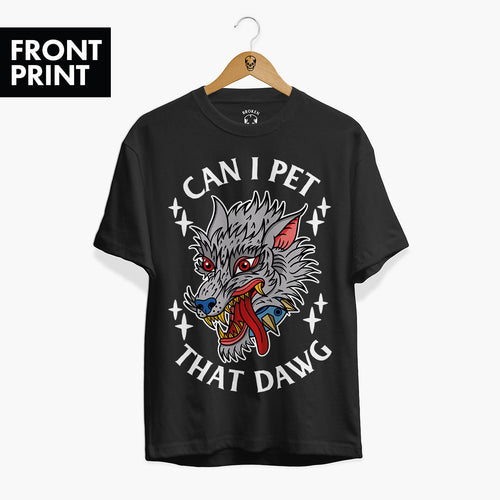 Pet That Dawg Front Print T-shirt (Unisex)-Tattoo Clothing, Tattoo T-Shirt, EP01-Broken Society