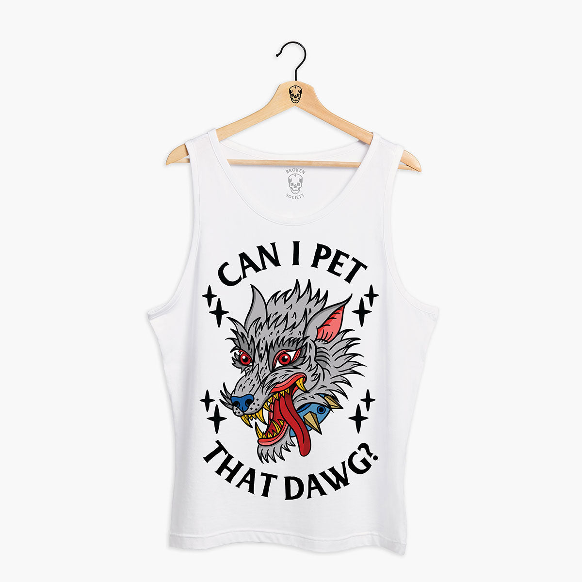 Pet That Dawg Front Print Tank (Unisex)-Tattoo Clothing, Tattoo Tank, 03980-Broken Society