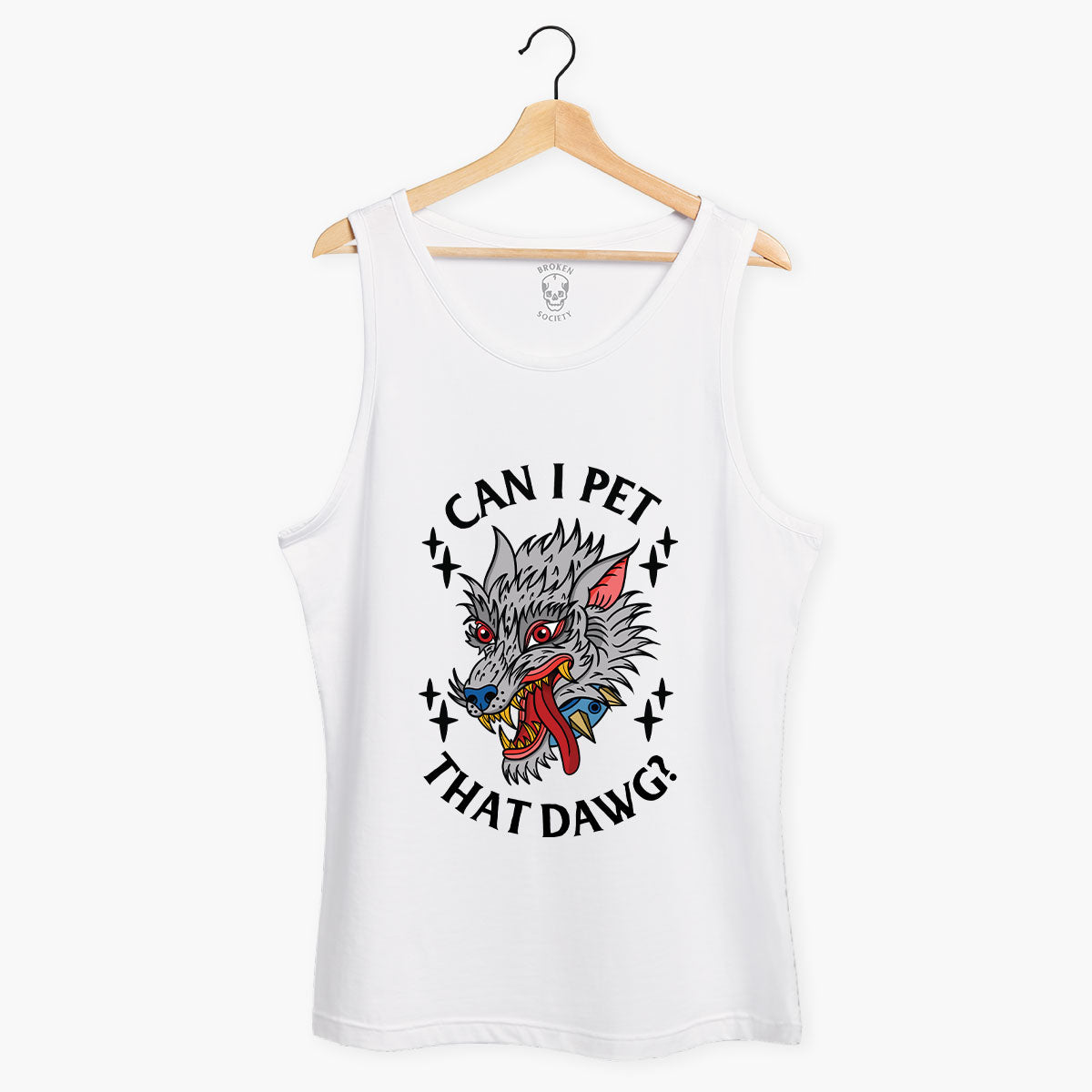 Pet That Dawg Front Print Tank (Unisex)-Tattoo Clothing, Tattoo Tank, 03980-Broken Society