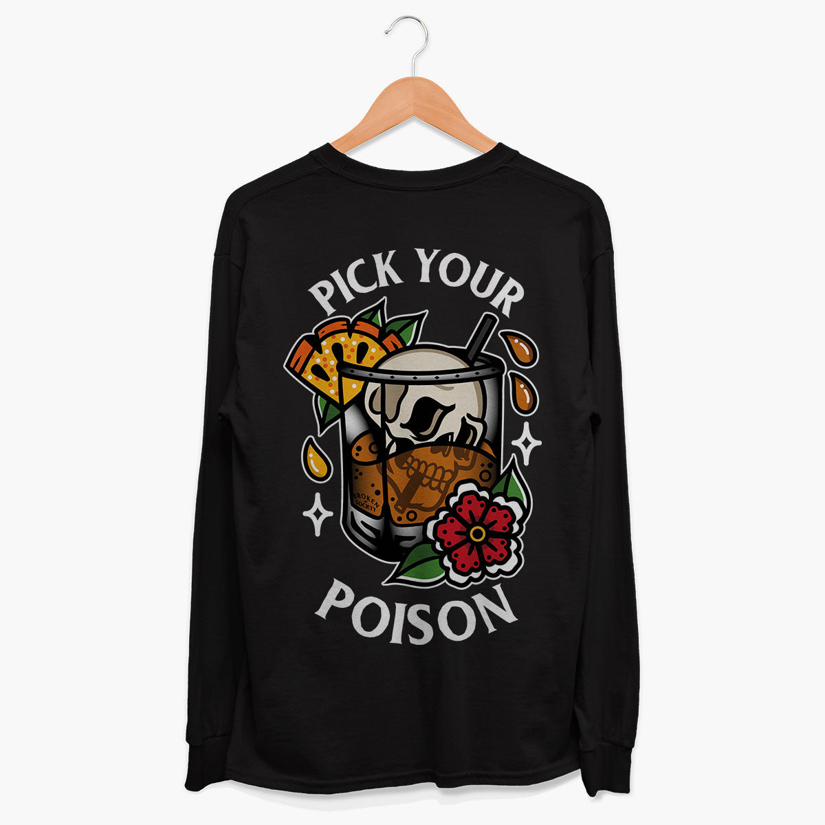 Pick Your Poison Long Sleeve T-Shirt (Unisex)-Tattoo Clothing, Tattoo Long Sleeve T-Shirt, EP185L-Broken Society