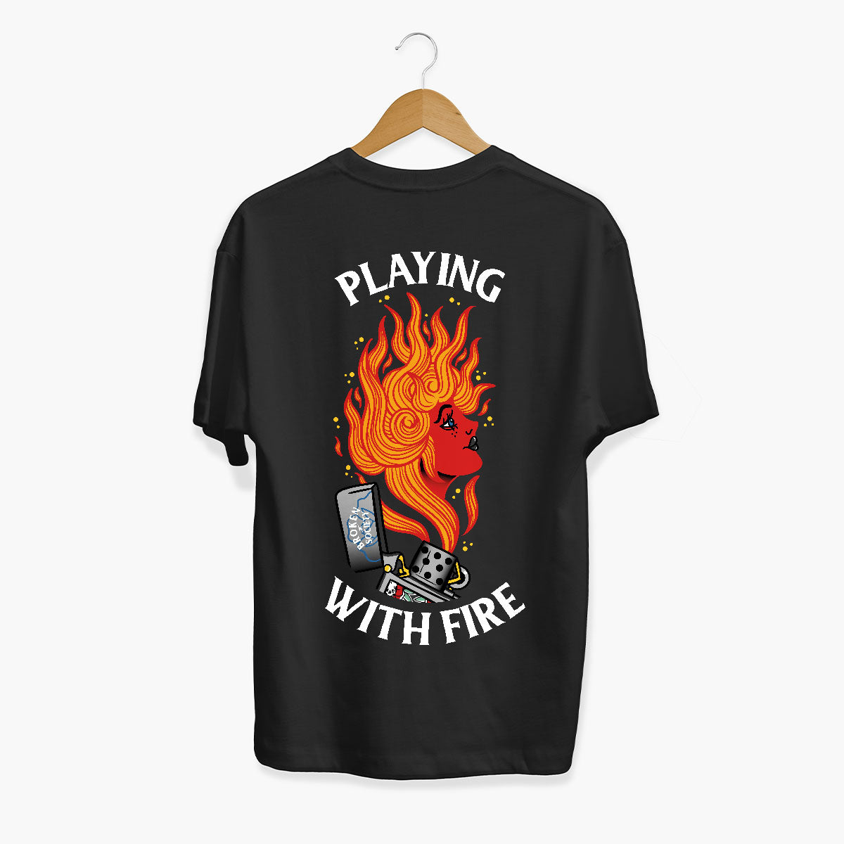 Playing With Fire T-Shirt (Unisex)-Tattoo Clothing, Tattoo T-Shirt, EP01-Broken Society