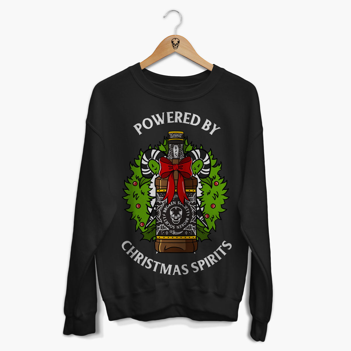 Powered By Christmas Spirits Christmas Jumper (Unisex)-Tattoo Clothing, Tattoo Sweatshirt, JH030-Broken Society