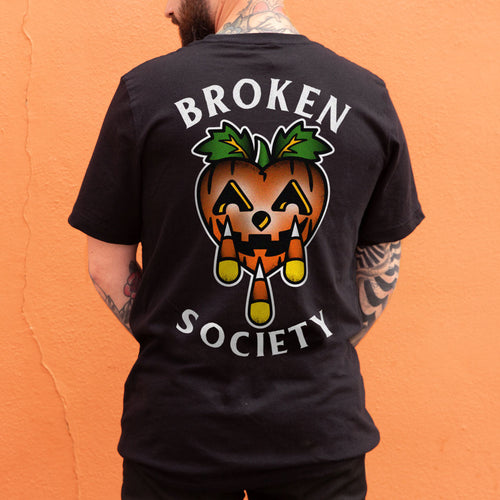 Pumpkin Heart T-Shirt (Unisex)-Tattoo Clothing, Tattoo T-Shirt, N03-Broken Society