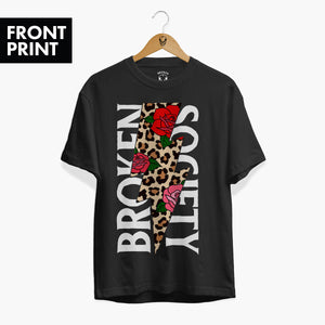 Roses And Animal Print Front Print T-shirt (Unisex)-Tattoo Clothing, Tattoo T-Shirt, EP01-Broken Society