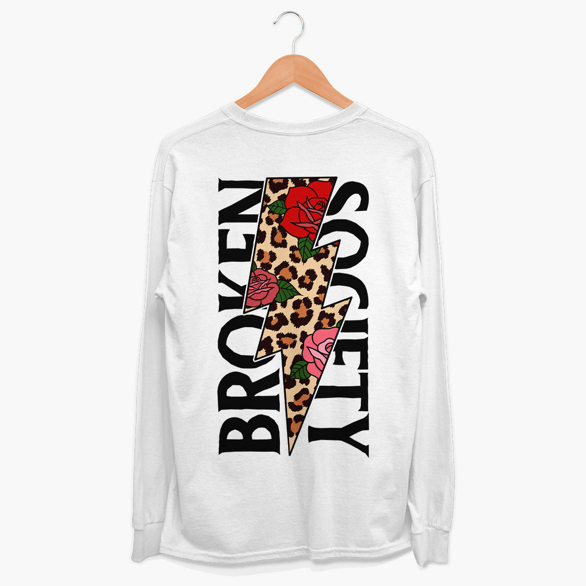 Roses And Animal Print Long Sleeve T-Shirt (Unisex)-Tattoo Clothing, Tattoo Long Sleeve T-Shirt, EP185L-Broken Society