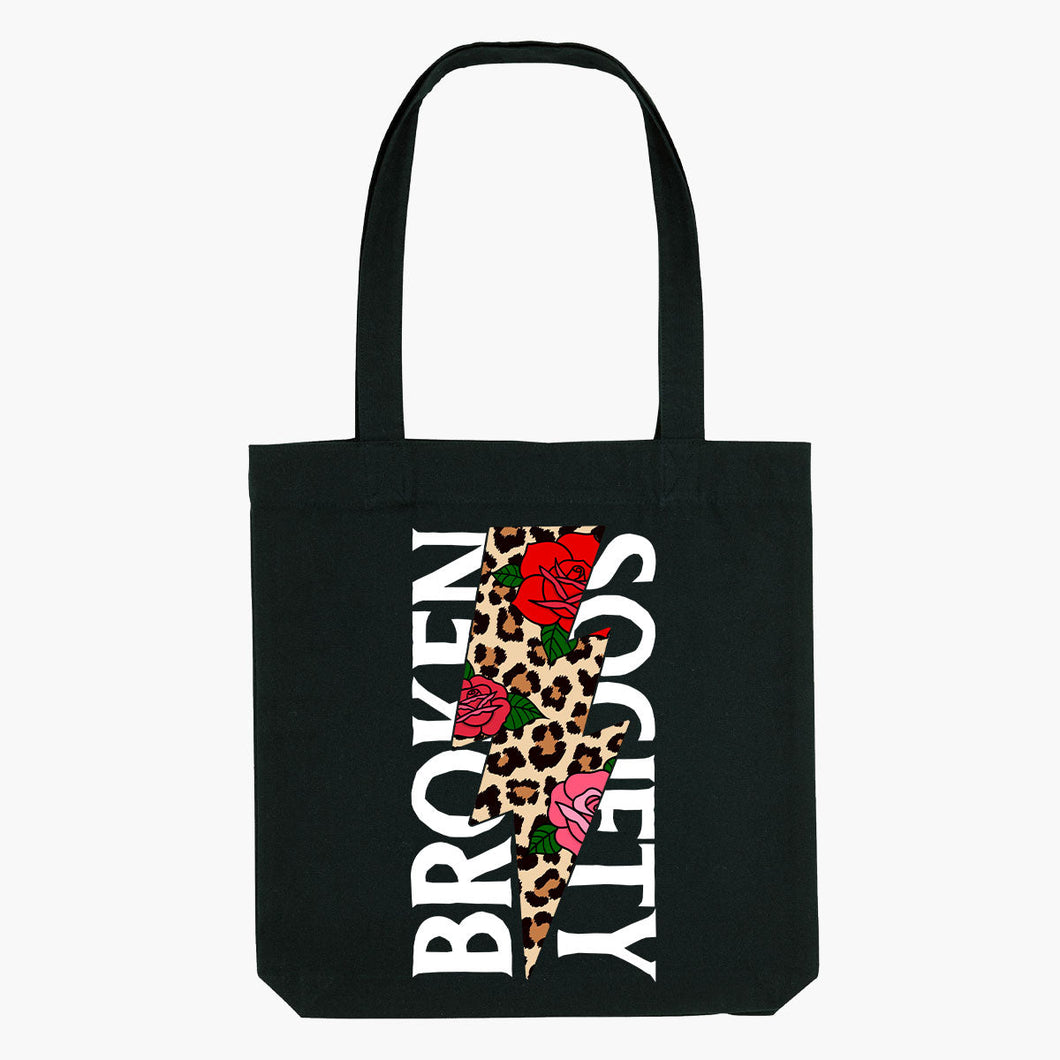 Roses And Animal Print Strong-As-Hell Tote Bag-Tattoo Apparel, Tattoo Accessories, Tattoo Gift, Tattoo Tote Bag-Broken Society