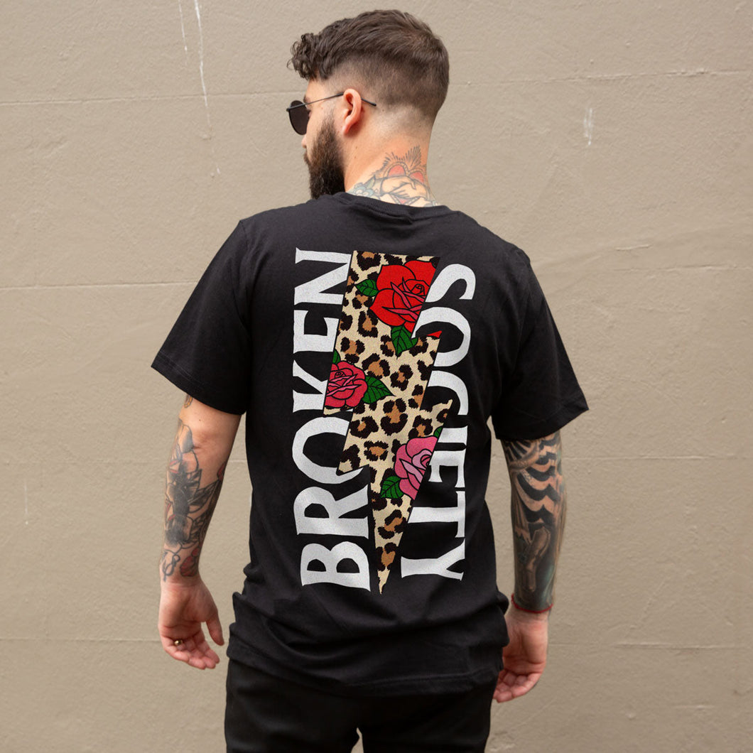 Roses And Animal Print T-shirt (Unisex)-Tattoo Clothing, Tattoo T-Shirt, N03-Broken Society