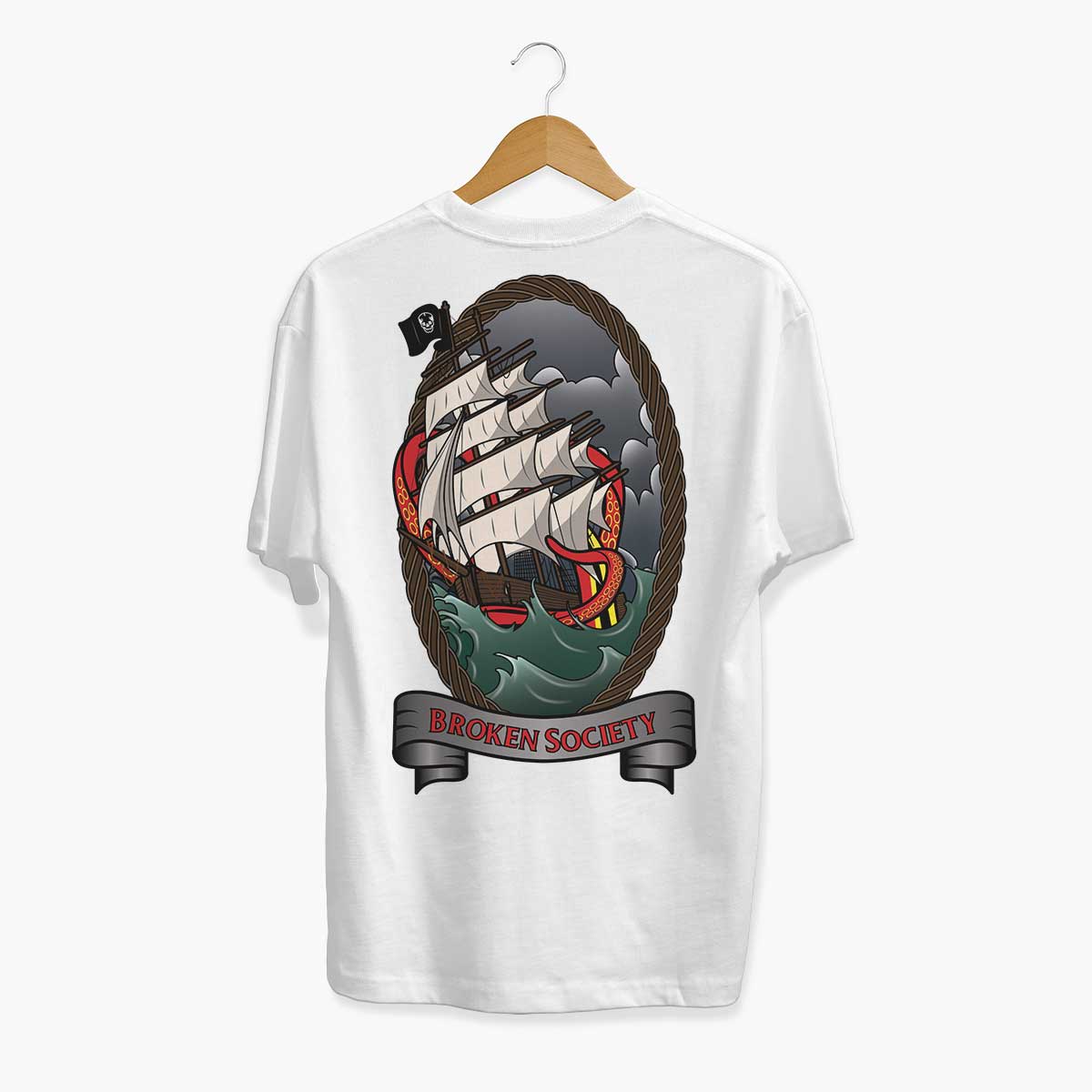 Rough Seas T-shirt (Unisex)-Tattoo Clothing, Tattoo T-Shirt, N03-Broken Society