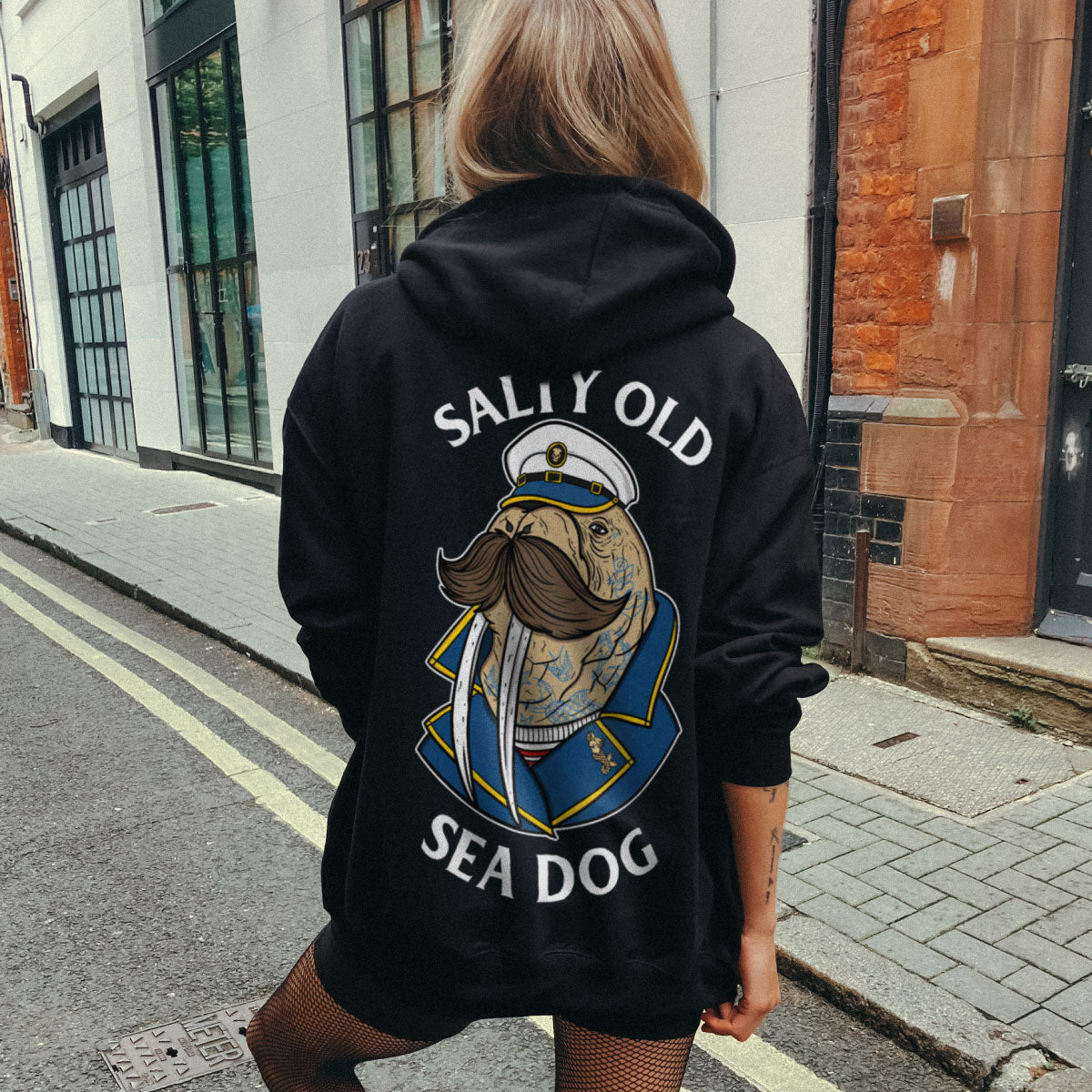 Salty Old Sea Dog Hoodie (Unisex)-Tattoo Clothing, Tattoo Hoodie, JH001-Broken Society