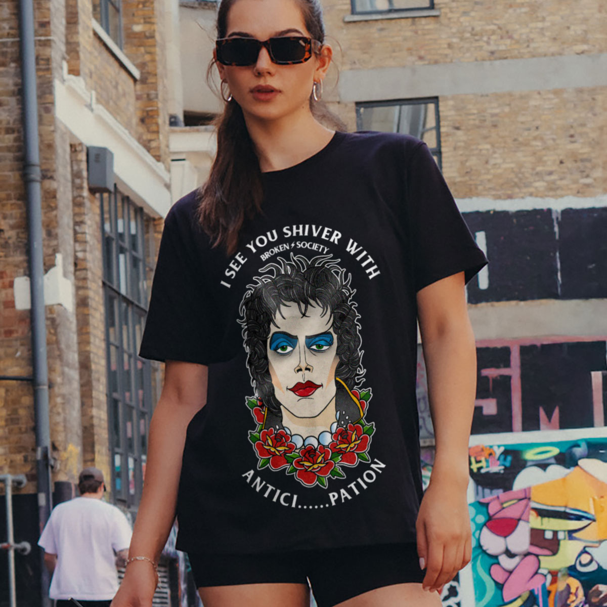 Shiver With Anticipation Front Print T-Shirt (Unisex)-Tattoo Clothing, Tattoo T-Shirt, EP01-Broken Society