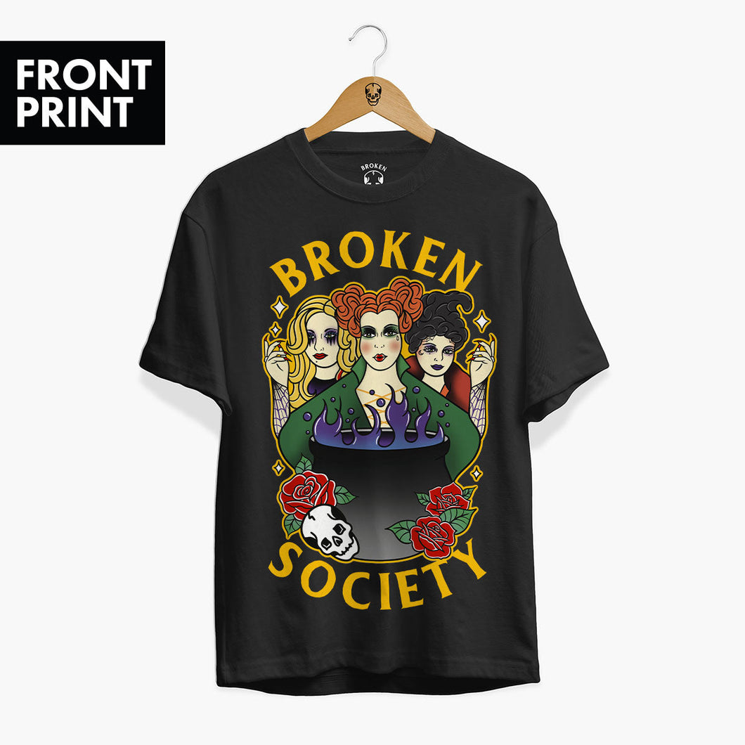 Sinister Sisters Front Print T-Shirt (Unisex)-Tattoo Clothing, Tattoo T-Shirt, N03-Broken Society