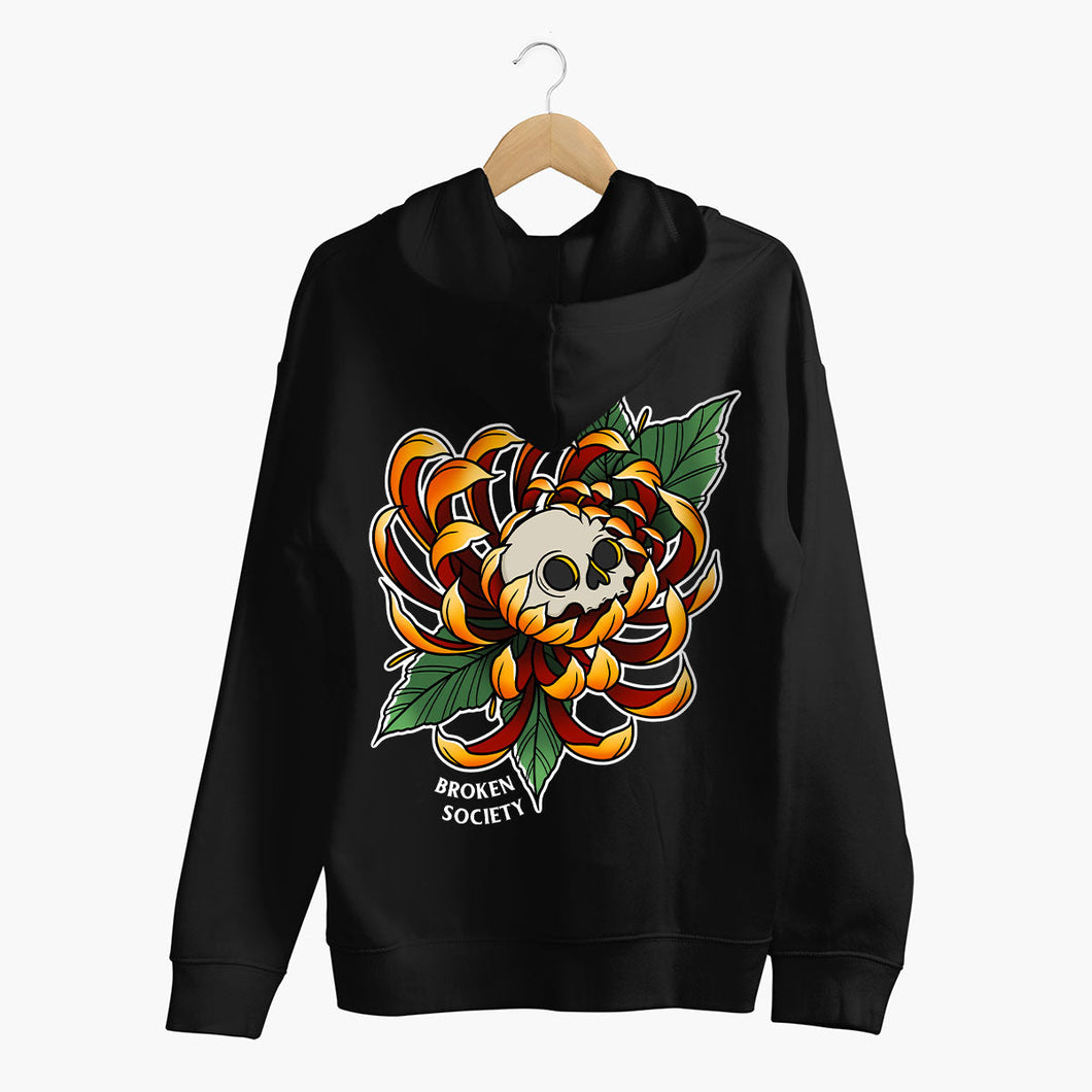 Skull Flower Hoodie (Unisex)-Tattoo Clothing, Tattoo Hoodie, JH001-Broken Society