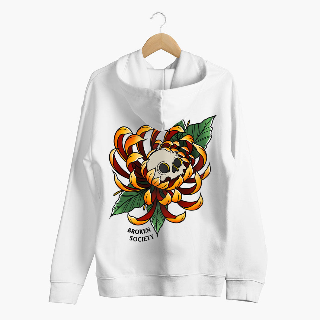 Skull Flower Hoodie (Unisex)-Tattoo Clothing, Tattoo Hoodie, JH001-Broken Society