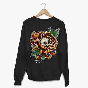 Skull Flower Sweatshirt (Unisex)-Tattoo Clothing, Tattoo Sweatshirt, JH030-Broken Society