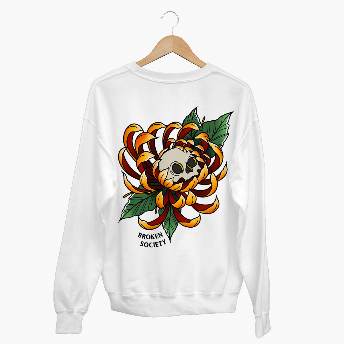 Skull Flower Sweatshirt (Unisex)-Tattoo Clothing, Tattoo Sweatshirt, JH030-Broken Society