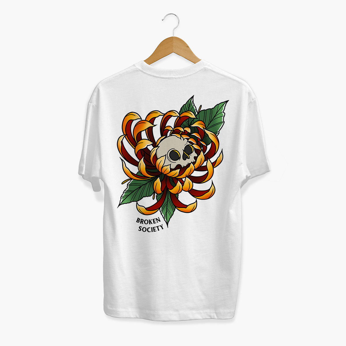 Skull Flower T-shirt (Unisex)-Tattoo Clothing, Tattoo T-Shirt, N03-Broken Society